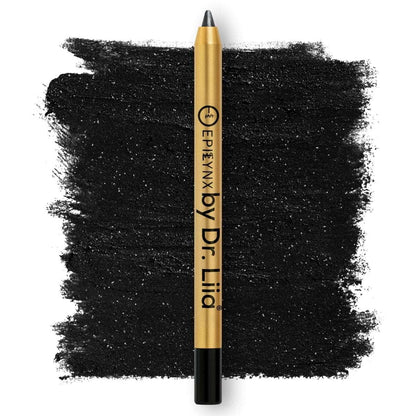 Black kajal eyeliner pen with gold barrel and thick black smudge pigment