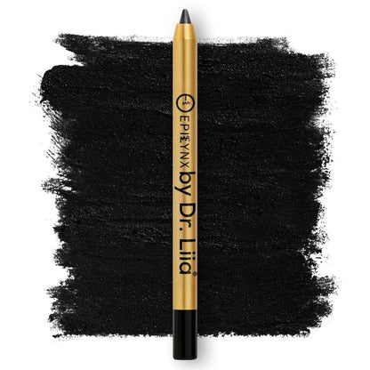 Black eyeliner pen with thick black smudge swatch