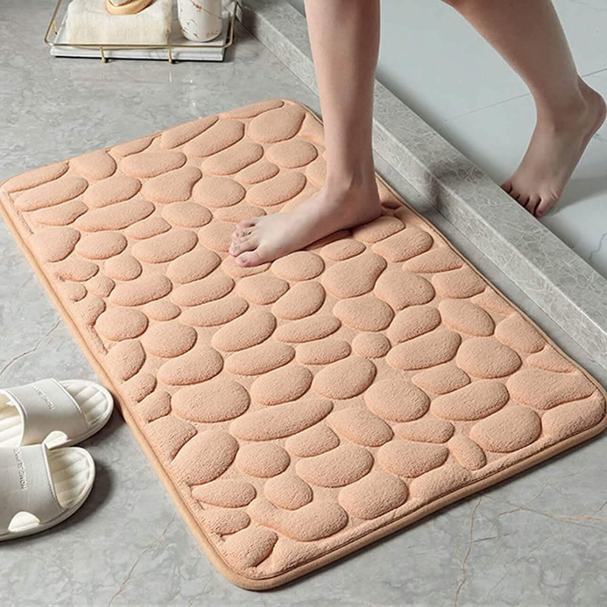 Soft Memory Foam Non Slip Cobblestone Embossing Bath Mat - Cartsfy Inc.