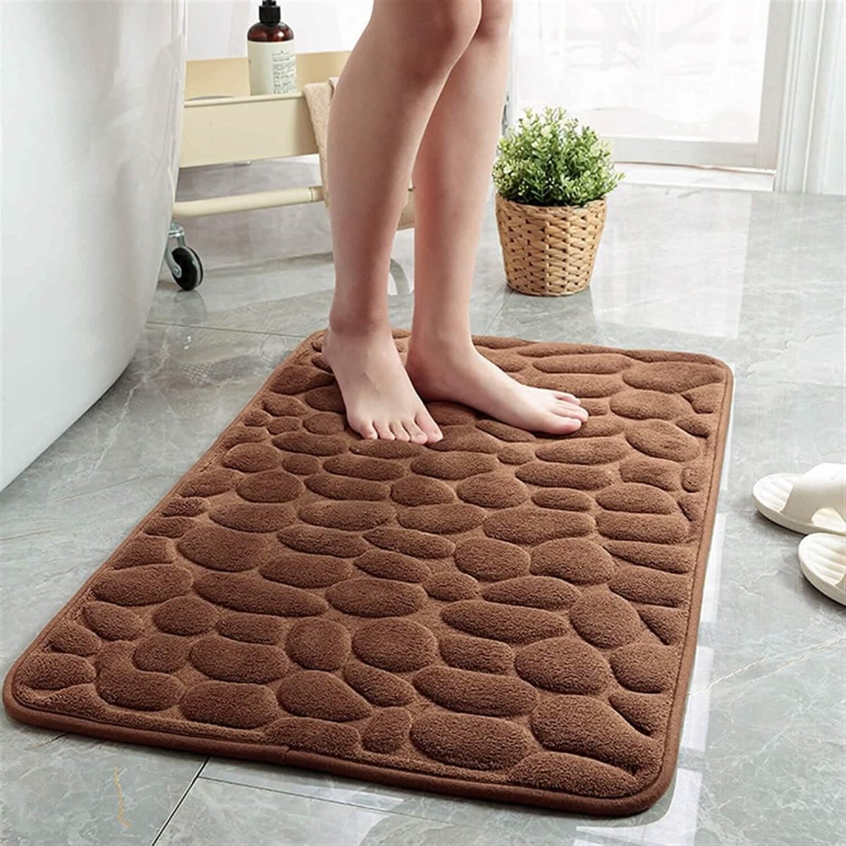 Soft Memory Foam Non Slip Cobblestone Embossing Bath Mat - Cartsfy Inc.