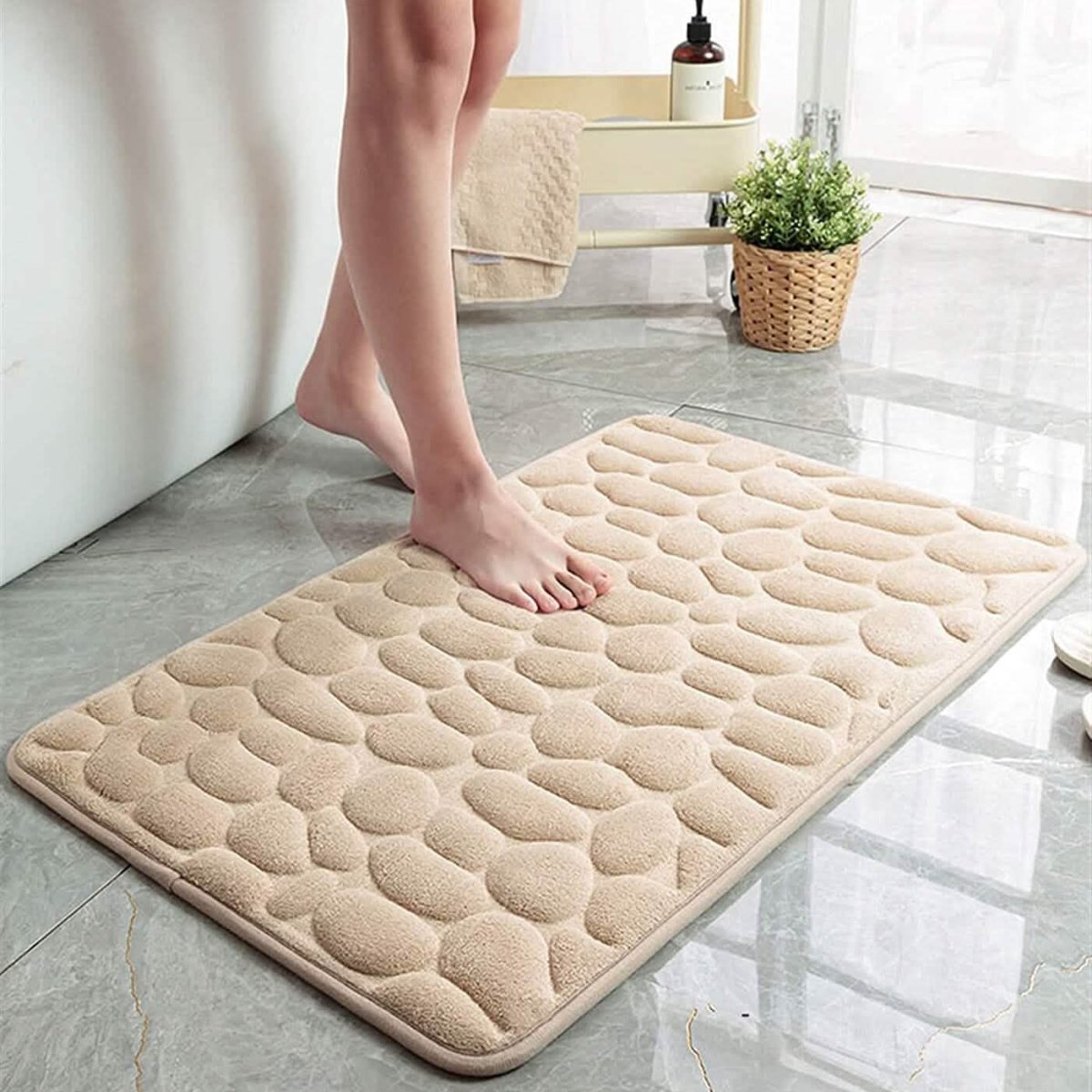 Soft Memory Foam Non Slip Cobblestone Embossing Bath Mat - Cartsfy Inc.
