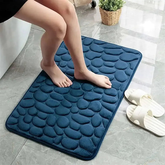 Soft Memory Foam Non Slip Cobblestone Embossing Bath Mat DailySale Navy / S Navy / L Apple Green / S Navy / S-Navy / L-Apple Green / S-Apple Green / L-Camel / S-Camel / L-Black / S-Black / L-Blue / S-Blue / L-Coffee / S-Coffee / L-Gray / S-Gray / L-Khaki / S-Khaki / L-Pink / S-Pink / L-
