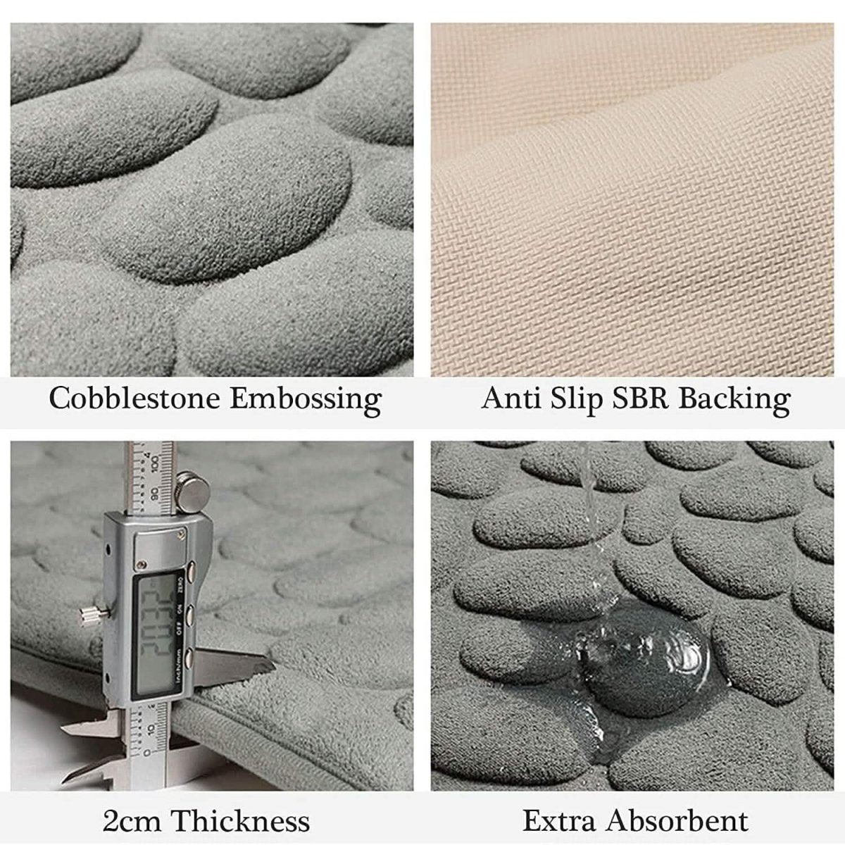 Soft Memory Foam Non Slip Cobblestone Embossing Bath Mat - Cartsfy Inc.