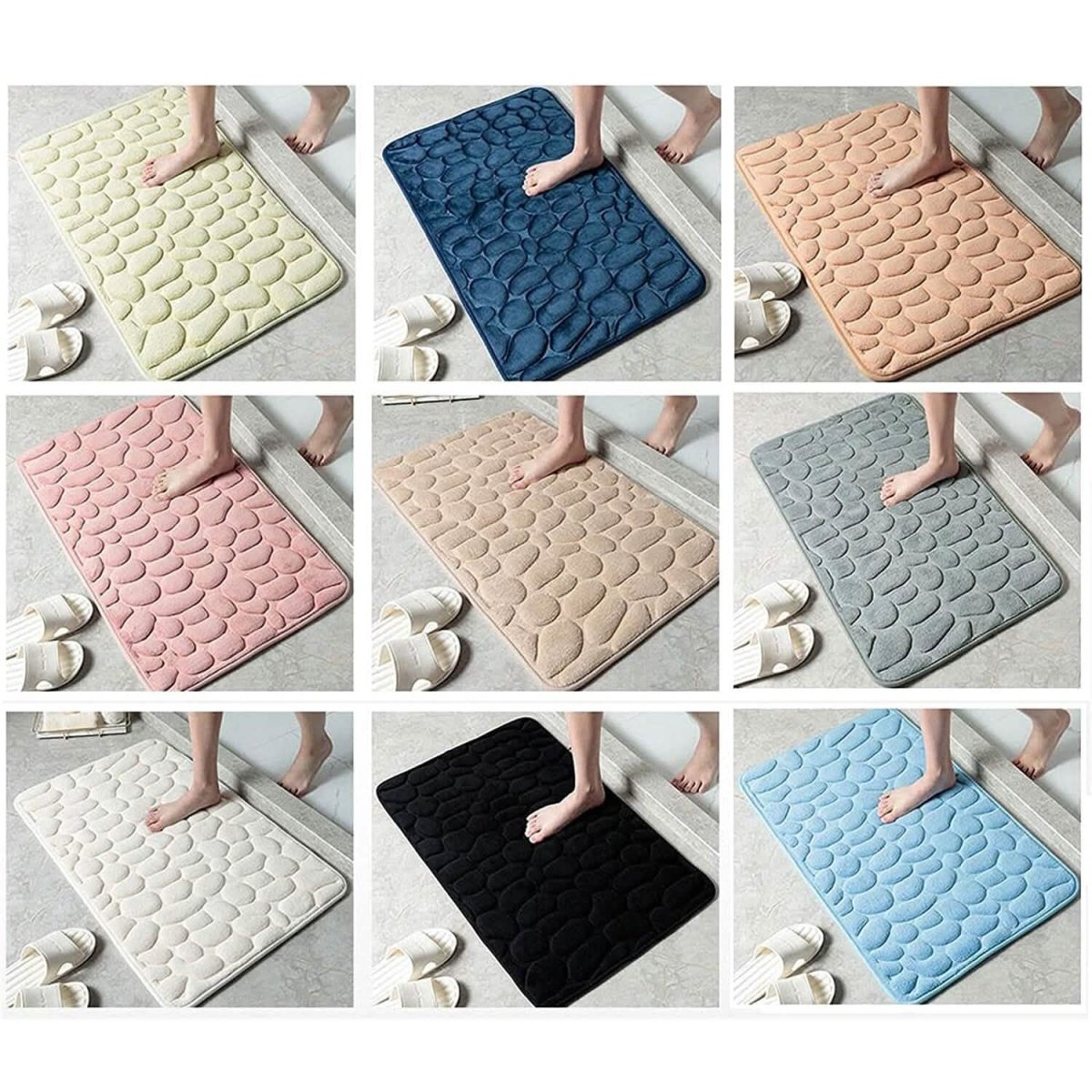 Soft Memory Foam Non Slip Cobblestone Embossing Bath Mat - Cartsfy Inc.