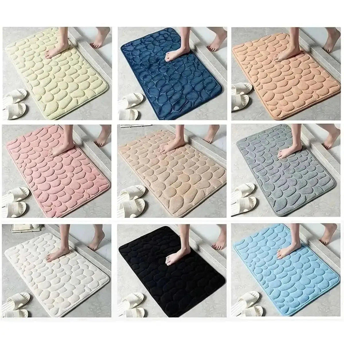 Soft Memory Foam Non Slip Cobblestone Embossing Bath Mat DailySale Navy / S Navy / L Apple Green / S Navy / S-Navy / L-Apple Green / S-Apple Green / L-Camel / S-Camel / L-Black / S-Black / L-Blue / S-Blue / L-Coffee / S-Coffee / L-Gray / S-Gray / L-Khaki / S-Khaki / L-Pink / S-Pink / L-