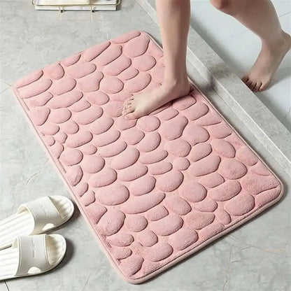 Soft Memory Foam Non Slip Cobblestone Embossing Bath Mat DailySale Navy / S Navy / L Apple Green / S Navy / S-Navy / L-Apple Green / S-Apple Green / L-Camel / S-Camel / L-Black / S-Black / L-Blue / S-Blue / L-Coffee / S-Coffee / L-Gray / S-Gray / L-Khaki / S-Khaki / L-Pink / S-Pink / L-
