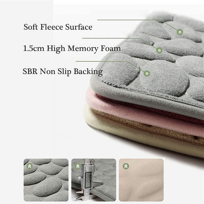 Soft Memory Foam Non Slip Cobblestone Embossing Bath Mat - Cartsfy Inc.