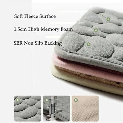 Soft Memory Foam Non Slip Cobblestone Embossing Bath Mat DailySale Navy / S Navy / L Apple Green / S Navy / S-Navy / L-Apple Green / S-Apple Green / L-Camel / S-Camel / L-Black / S-Black / L-Blue / S-Blue / L-Coffee / S-Coffee / L-Gray / S-Gray / L-Khaki / S-Khaki / L-Pink / S-Pink / L-