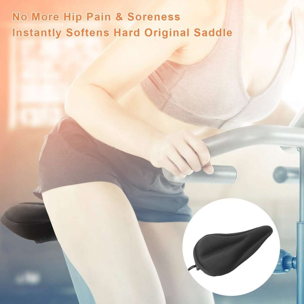Black bike seat saddle cushion cover with comfort fit for hard saddle