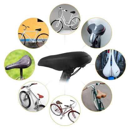 Bike seat cushion cover with tie strings, black gel pad for bicycles and exercise bikes