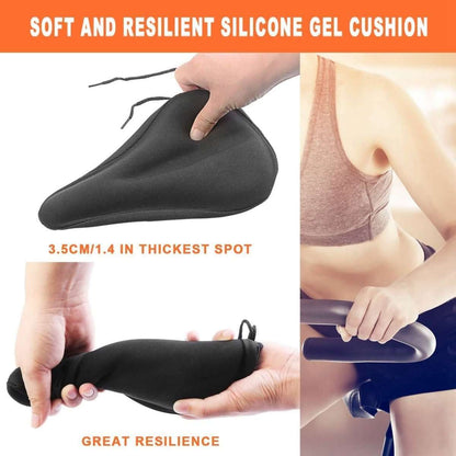 Black soft silicone gel seat cushion cover with thick padded center