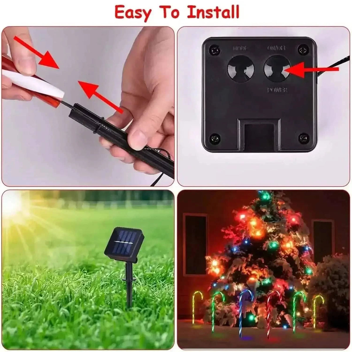 Solar Christmas Candy Cane Light IP55 Waterproof Stake Light Cartsfy Inc.