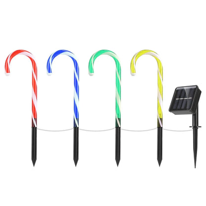 Solar candy cane stake lights bundle with multicolor candy curves and black stake bases