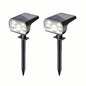 Solar landscape outdoor spotlights set of two LED solar lamps with stakes