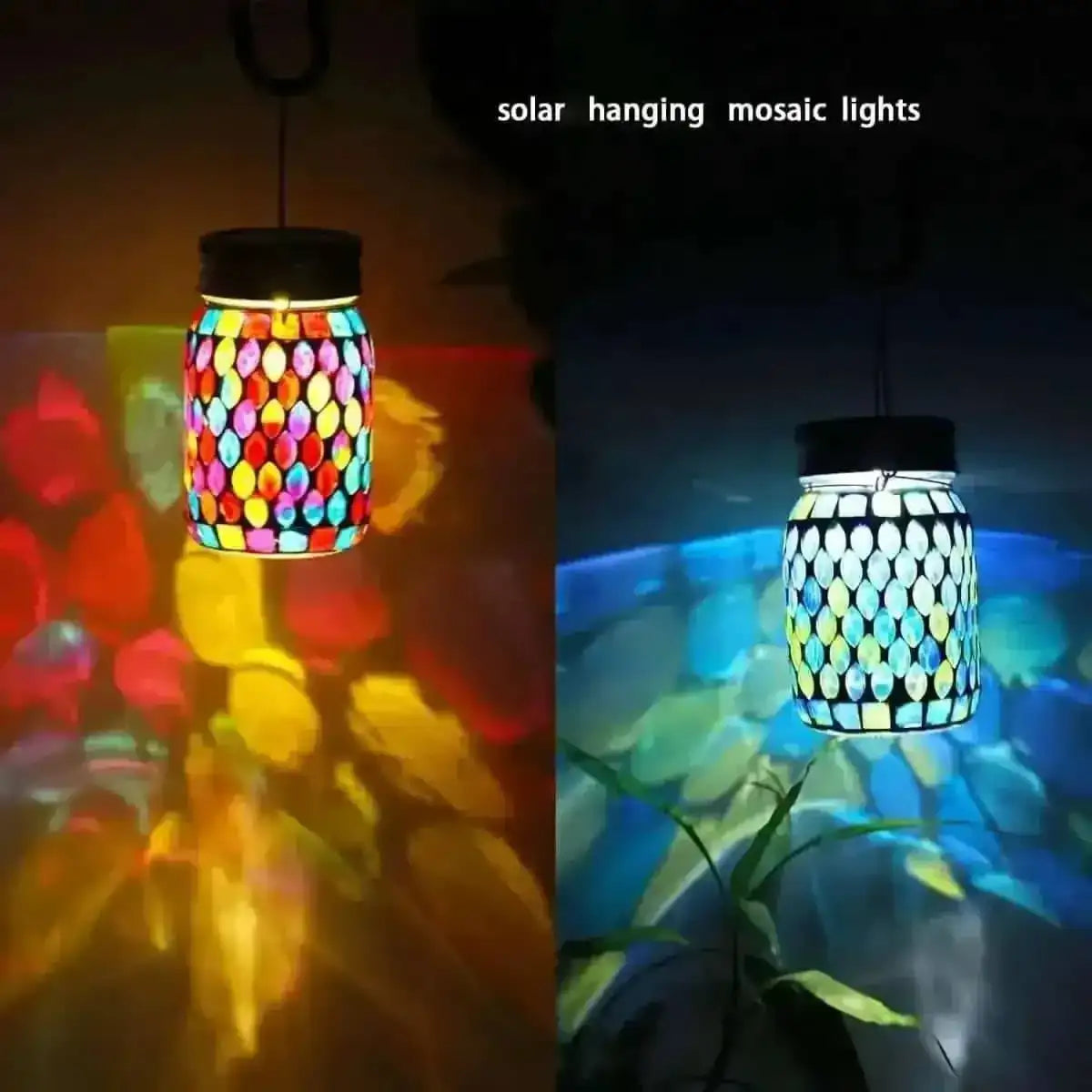 Solar Mosaic LED Waterproof Outdoor Hanging Lanterns DailySale Red Blue Red-Blue-