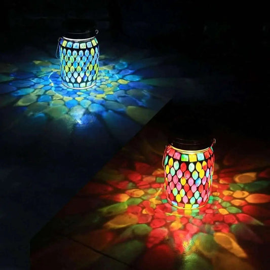 Solar Mosaic LED Waterproof Outdoor Hanging Lanterns DailySale Red Blue Red-Blue-