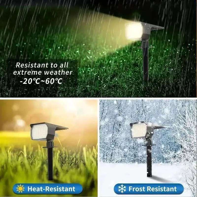 Solar motion sensor spotlight with rain and frost weather resistance settings