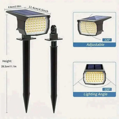 Solar motion sensor spotlight with black body, adjustable head, and solar panel