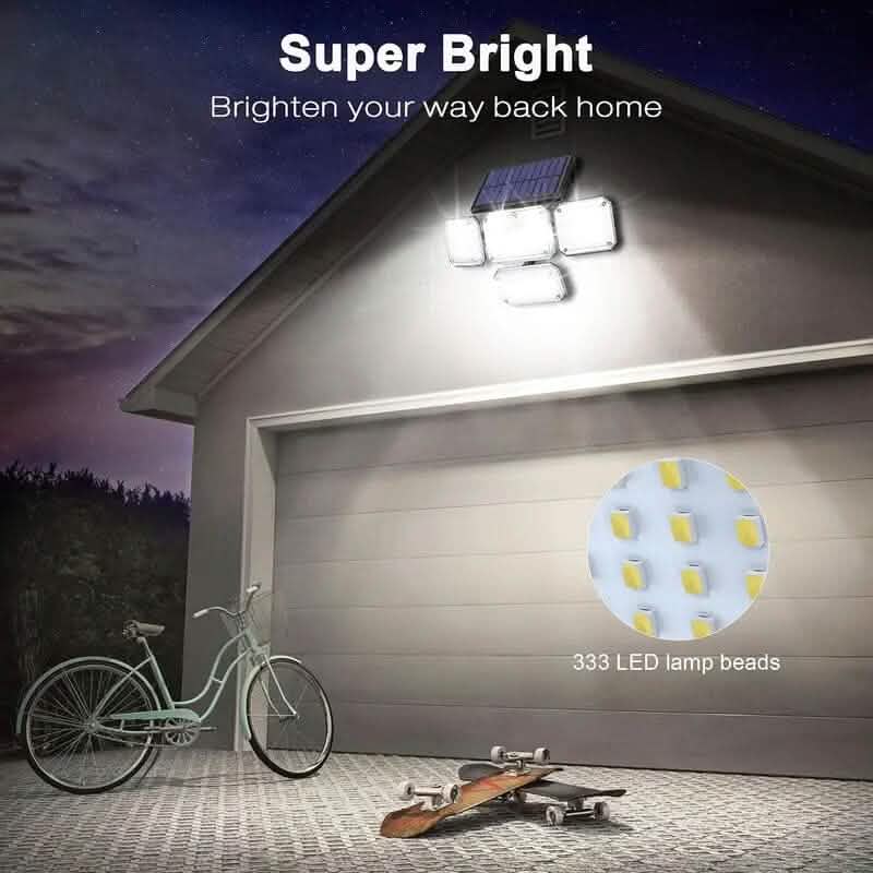 Solar Outdoor Lights 333 LEDs Motion Sensor Lights 4 Heads Cartsfy Inc.