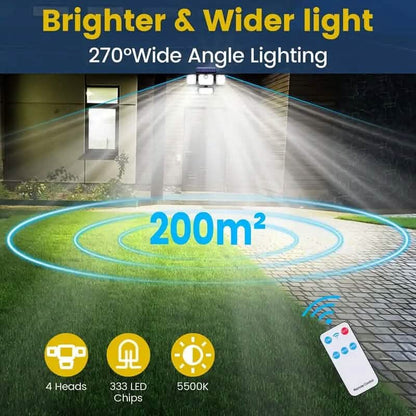 Solar Outdoor Lights 333 LEDs Motion Sensor Lights 4 Heads Cartsfy Inc.