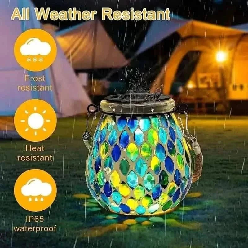 Solar Outdoor Mosaic Lantern DailySale Red Blue Red-Blue-