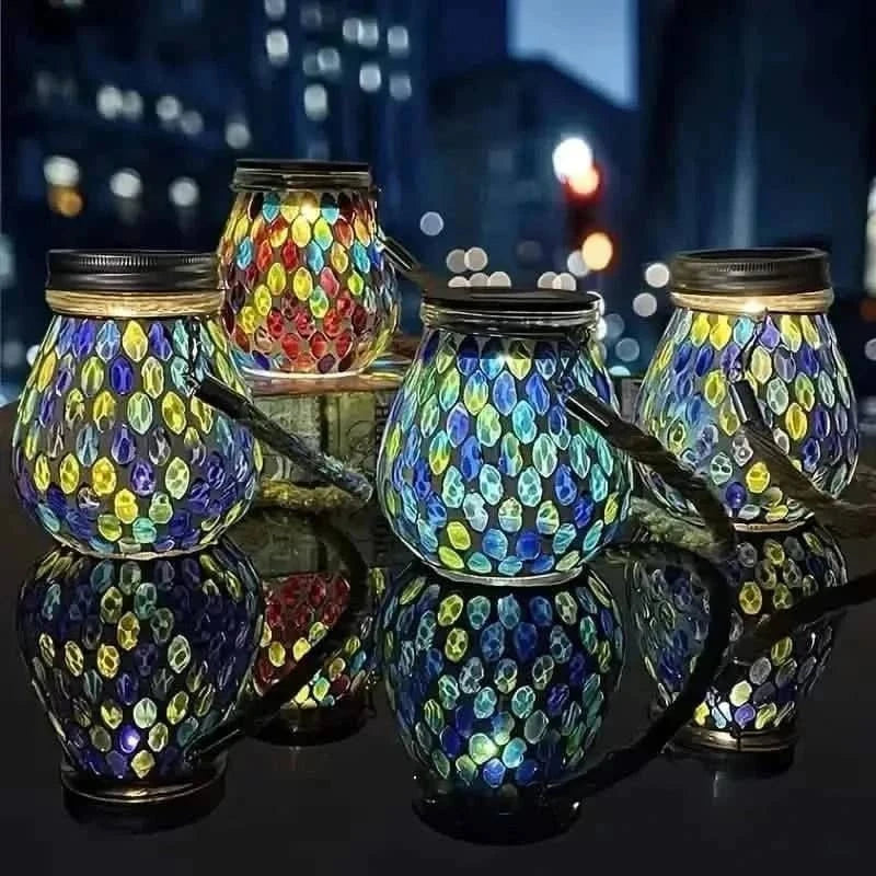 Solar Outdoor Mosaic Lantern DailySale Red Blue Red-Blue-