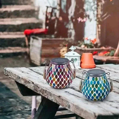 Solar Outdoor Mosaic Lantern DailySale Red Blue Red-Blue-