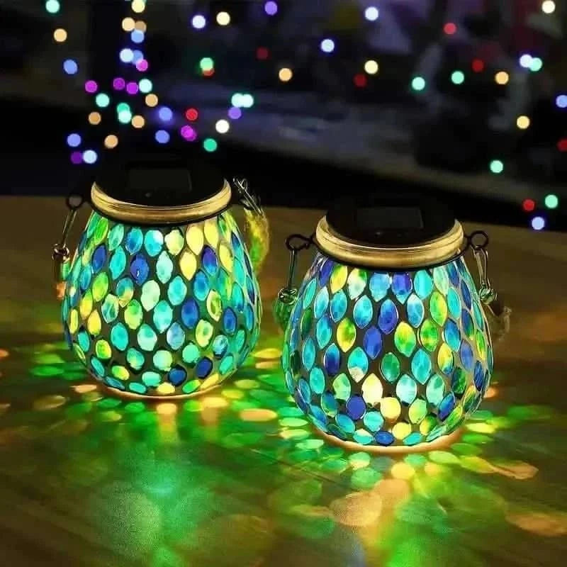 Solar Outdoor Mosaic Lantern DailySale Red Blue Red-Blue-