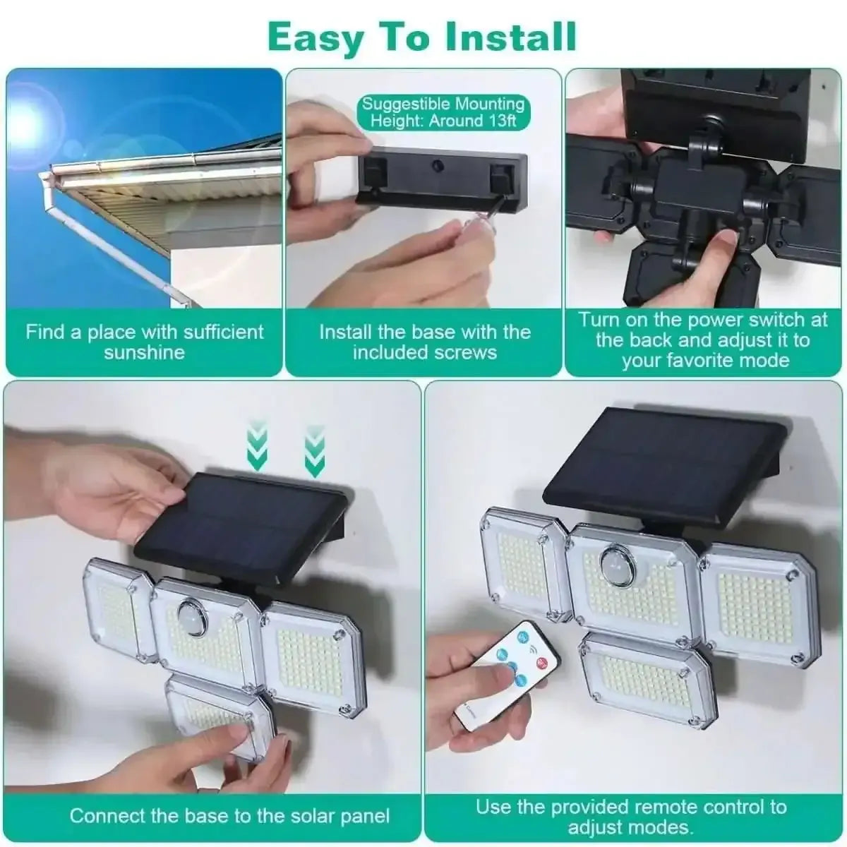 Solar Powered Wall Lights Outdoor Motion Sensor Lamps DailySale Integrate Separate Integrate-Separate-