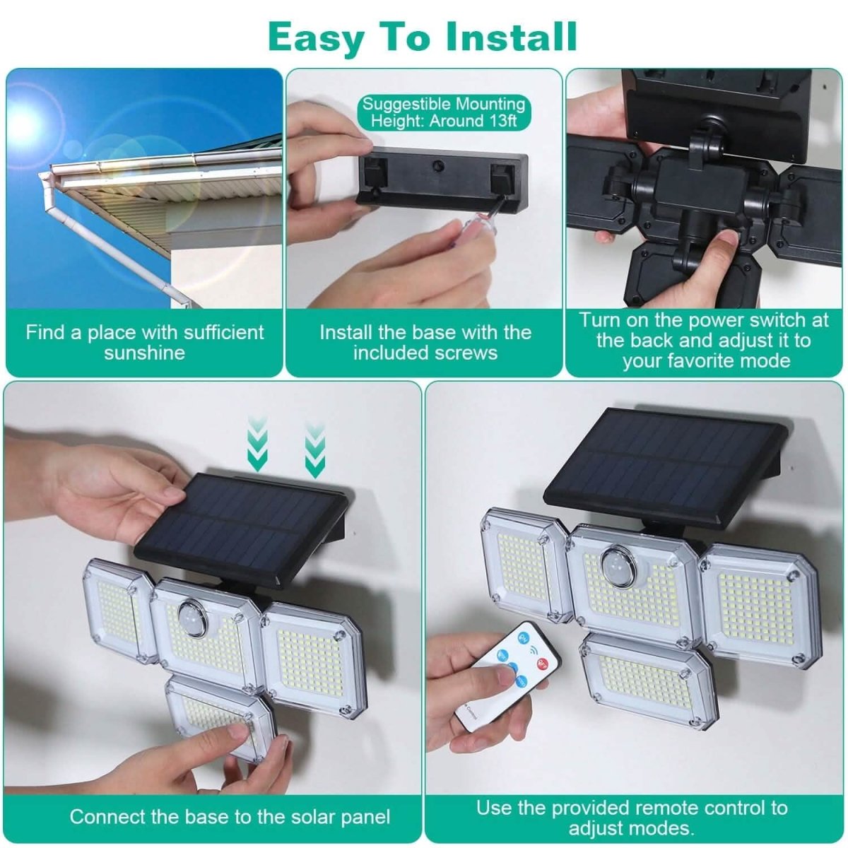 Solar Powered Wall Lights Outdoor Motion Sensor Lamps - Cartsfy Inc.