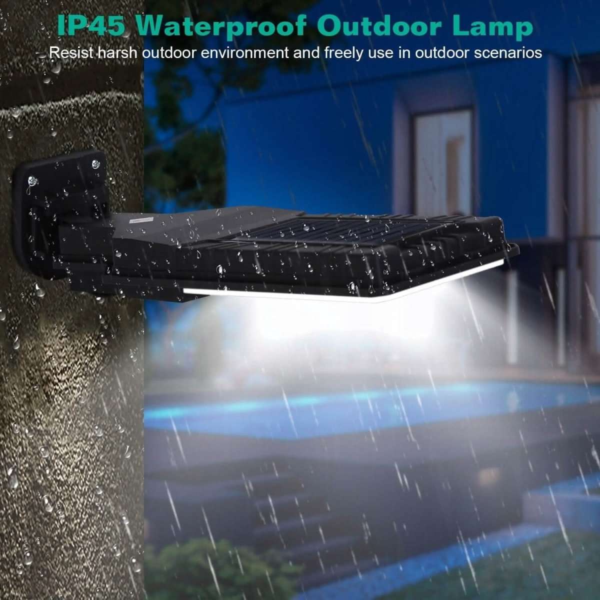 IP45 waterproof outdoor solar wall lamp with PIR motion sensor and black light bar
