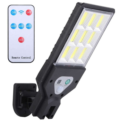 Solar outdoor wall light, black LED panel, remote control and side mounting bracket