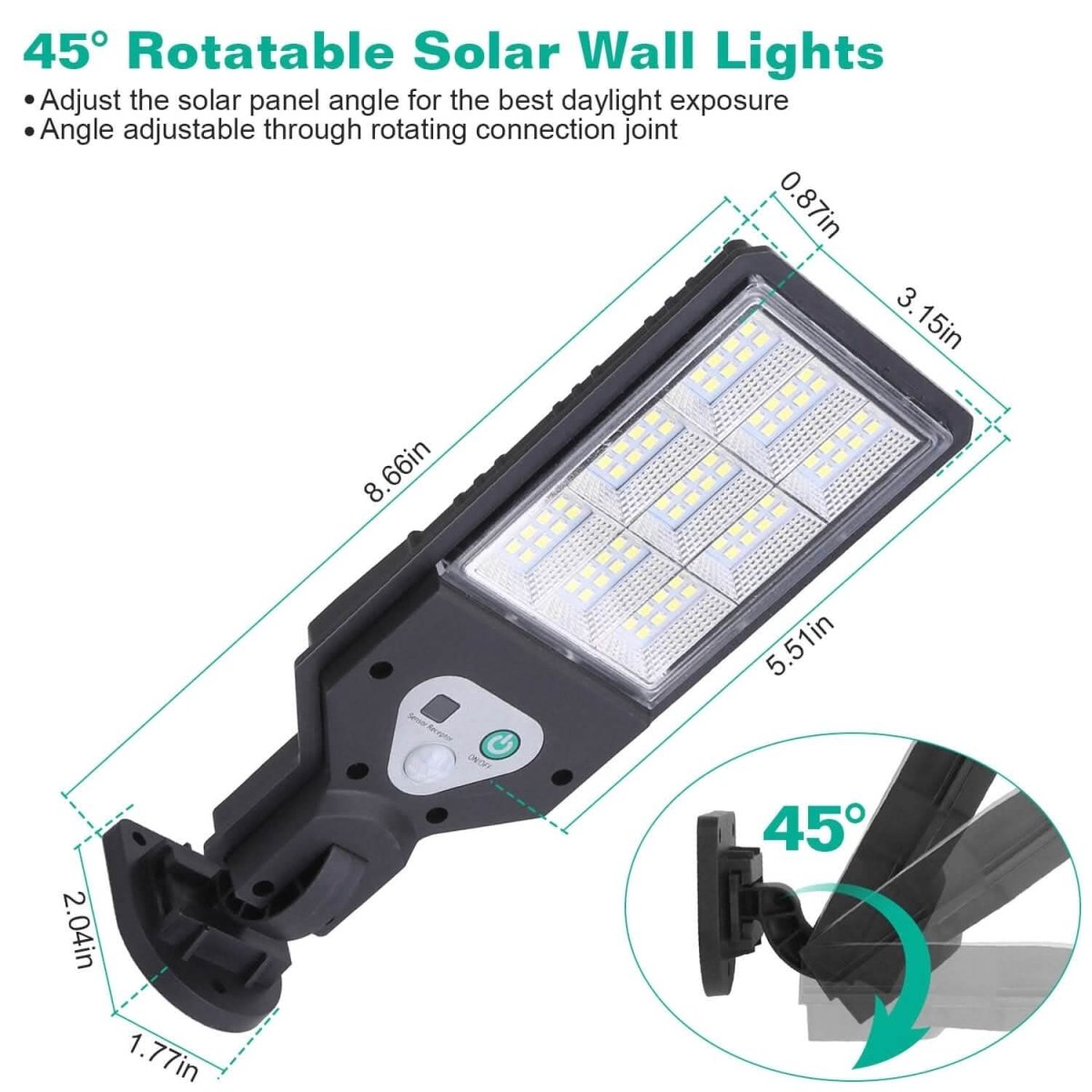 Solar Wall Light Outdoor Beads PIR Motion Sensor Remote Control Wireless Lamps - Cartsfy Inc.