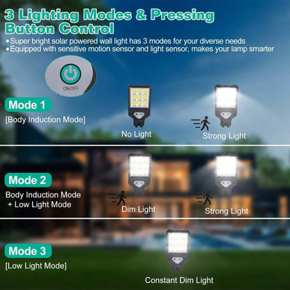 Solar Wall Light Outdoor Beads PIR Motion Sensor Remote Control Wireless Lamps - Cartsfy Inc.