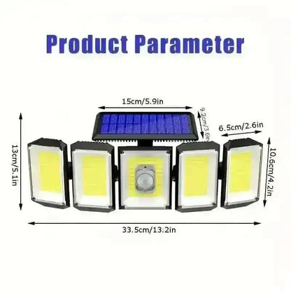 Solar Wall Light with 5 Adjustable Angle Heads Cartsfy Inc.