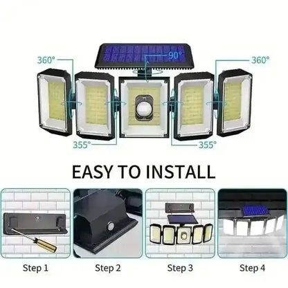 Solar Wall Light with 5 Adjustable Angle Heads Cartsfy Inc.