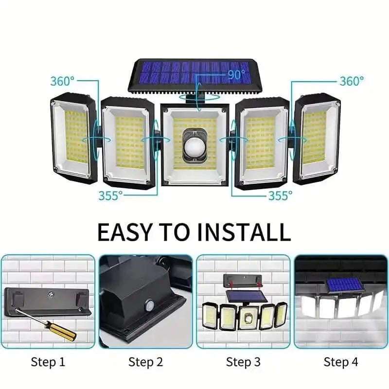 Solar Wall Light with 5 Adjustable Angle Heads Cartsfy Inc.
