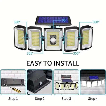Solar Wall Light with 5 Adjustable Angle Heads Cartsfy Inc.