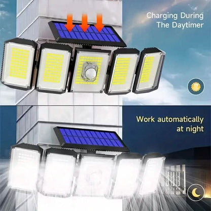 Solar Wall Light with 5 Adjustable Angle Heads Cartsfy Inc.