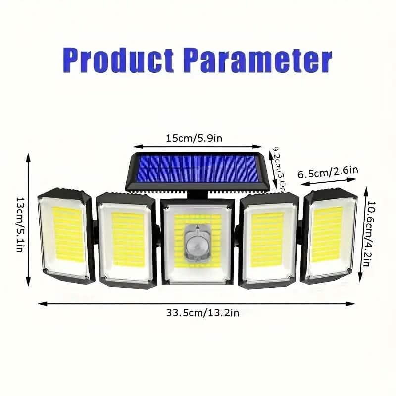 Solar Wall Light with 5 Adjustable Angle Heads Cartsfy Inc.
