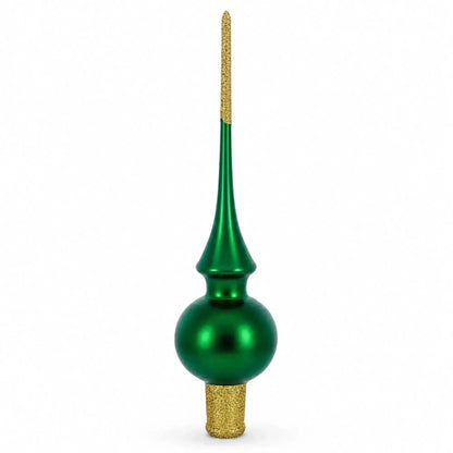 Solid Green with Sparkling Top Glass Christmas Tree Topper 11 Inches Cartsfy Inc.