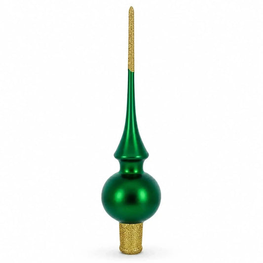 Solid Green with Sparkling Top Glass Christmas Tree Topper 11 Inches Cartsfy Inc.