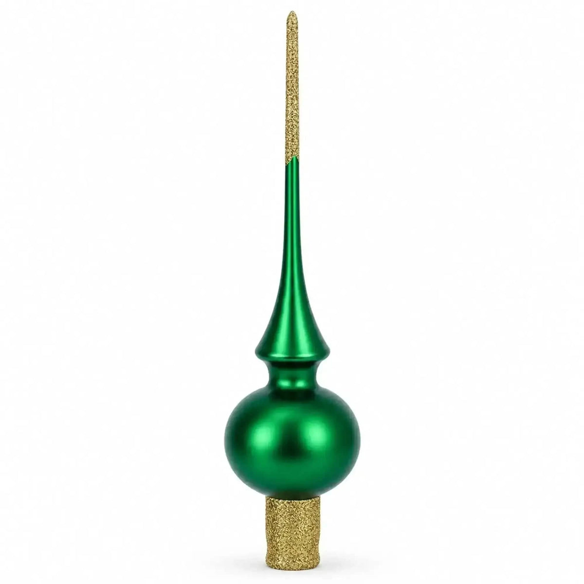 Solid Green with Sparkling Top Glass Christmas Tree Topper 11 Inches Cartsfy Inc.