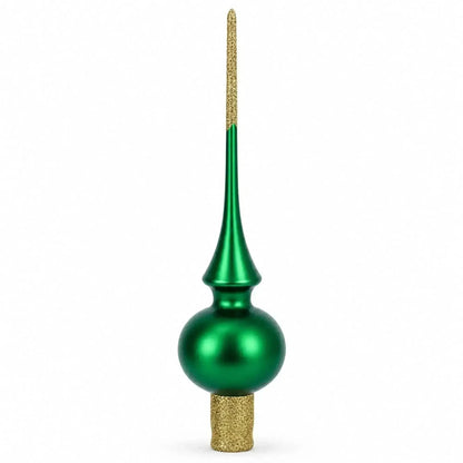 Solid Green with Sparkling Top Glass Christmas Tree Topper 11 Inches Cartsfy Inc.