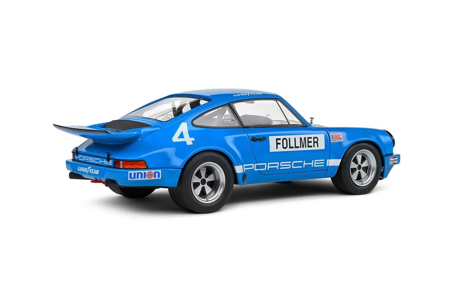 Solido 1974 Porsche 911 IROC Riverside No 4 Follmer IROC Blue 1:18 Cartsfy Inc.