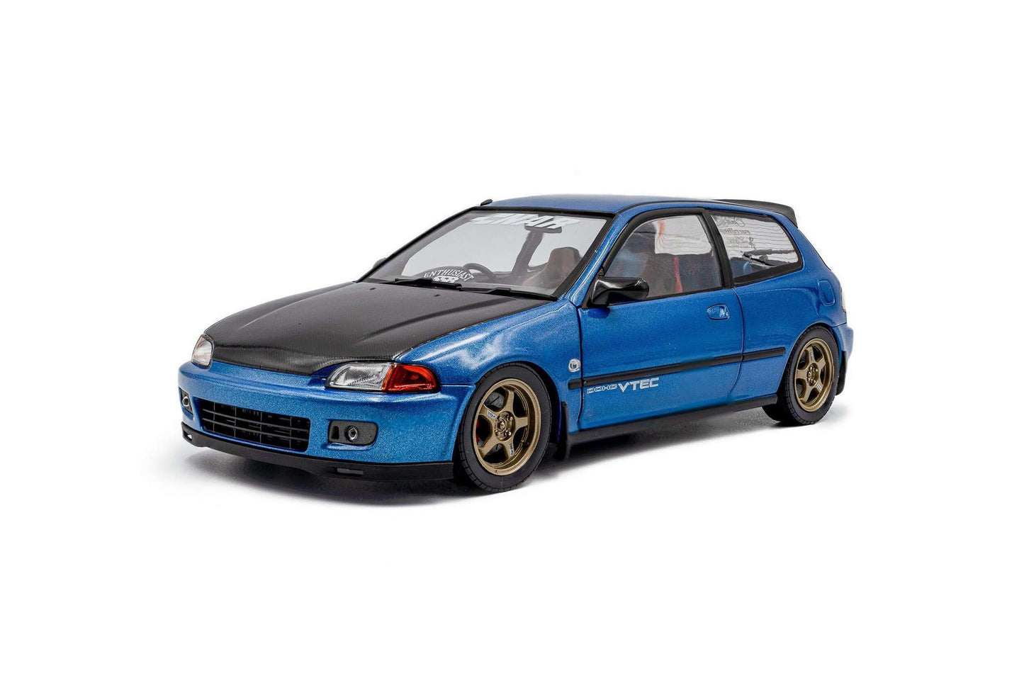 Solido 1991 Honda Civic EG6 SiR II Solido Works Cobalt Blue Pearl w/ Carbon Fiber Hood 1:18 STM Diecast Default Title Default Title-