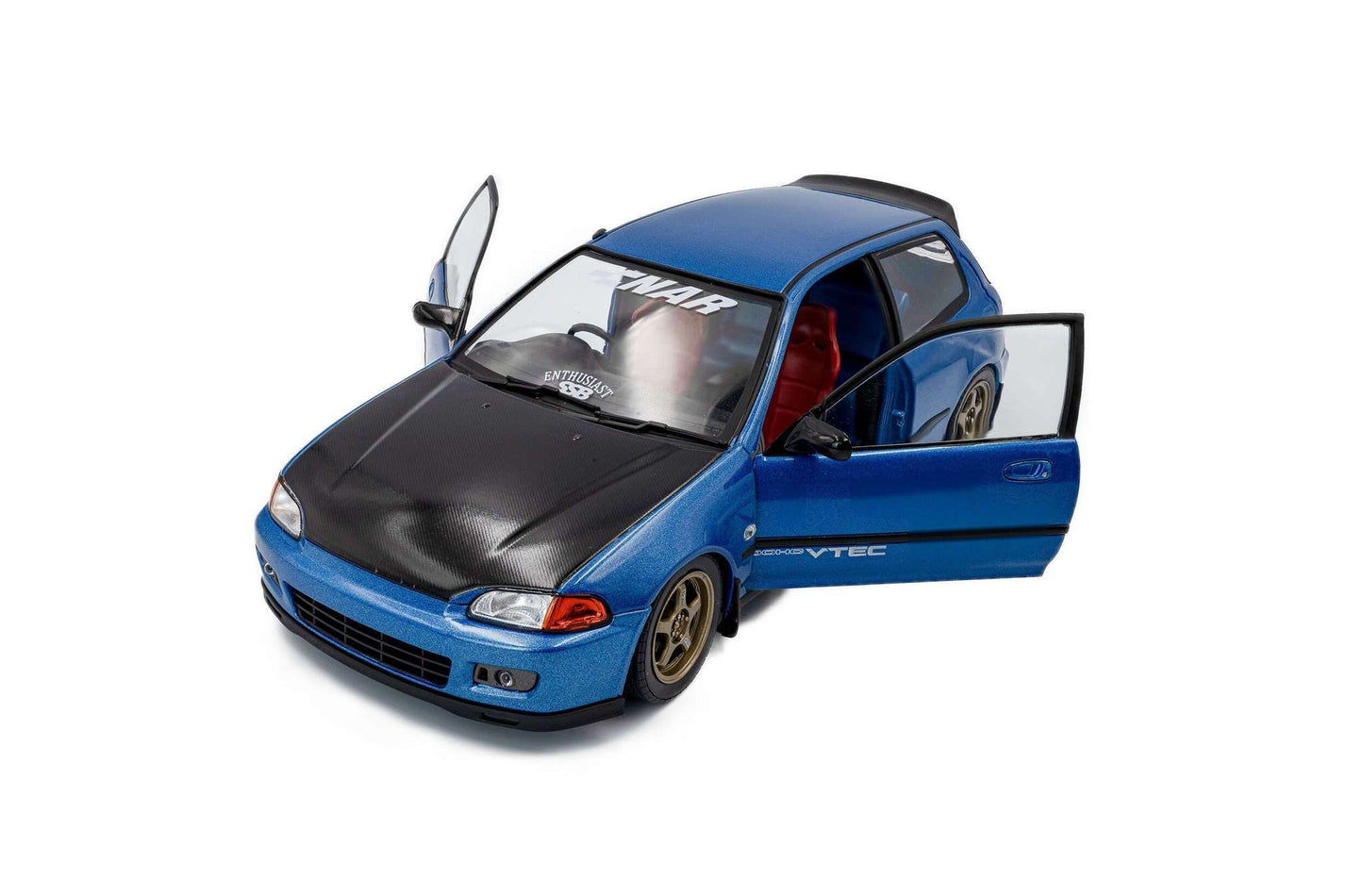Solido 1991 Honda Civic EG6 SiR II Solido Works Cobalt Blue Pearl w/ Carbon Fiber Hood 1:18 STM Diecast Default Title Default Title-