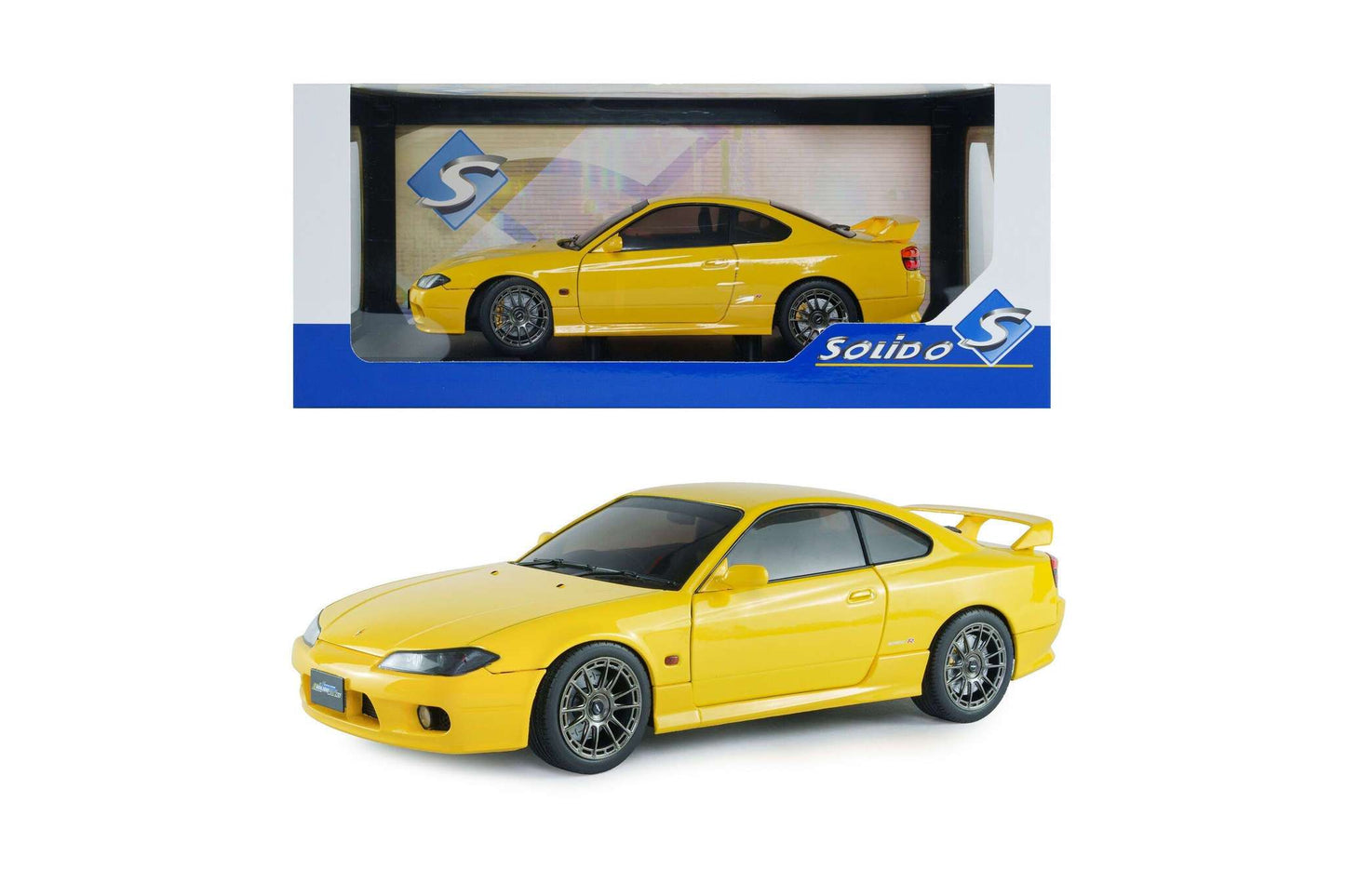 Solido 1999 Nissan Silvia (S15) Coupe Spec-R Aero Lightning Yellow 1:18 STM Diecast Default Title Default Title-