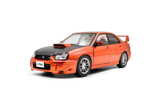 Solido 2003 Subaru WRX STi (GDB) Orange Metallic w/ Black Carbon Hood 1:18 Cartsfy Inc.