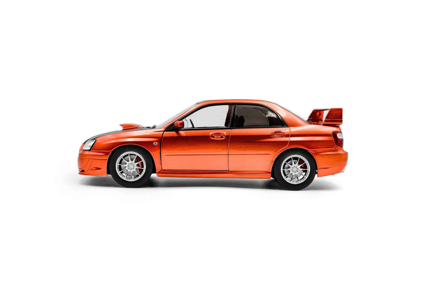 Solido 2003 Subaru WRX STi (GDB) Orange Metallic w/ Black Carbon Hood 1:18 Cartsfy Inc.